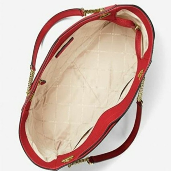 NWT Michael Kors Authentic Jet Set Large X Chain Flame Red Shoulder Tote - Picture 4 of 15